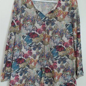 Womens S Print Butterflys Multicolor Knit Sweater